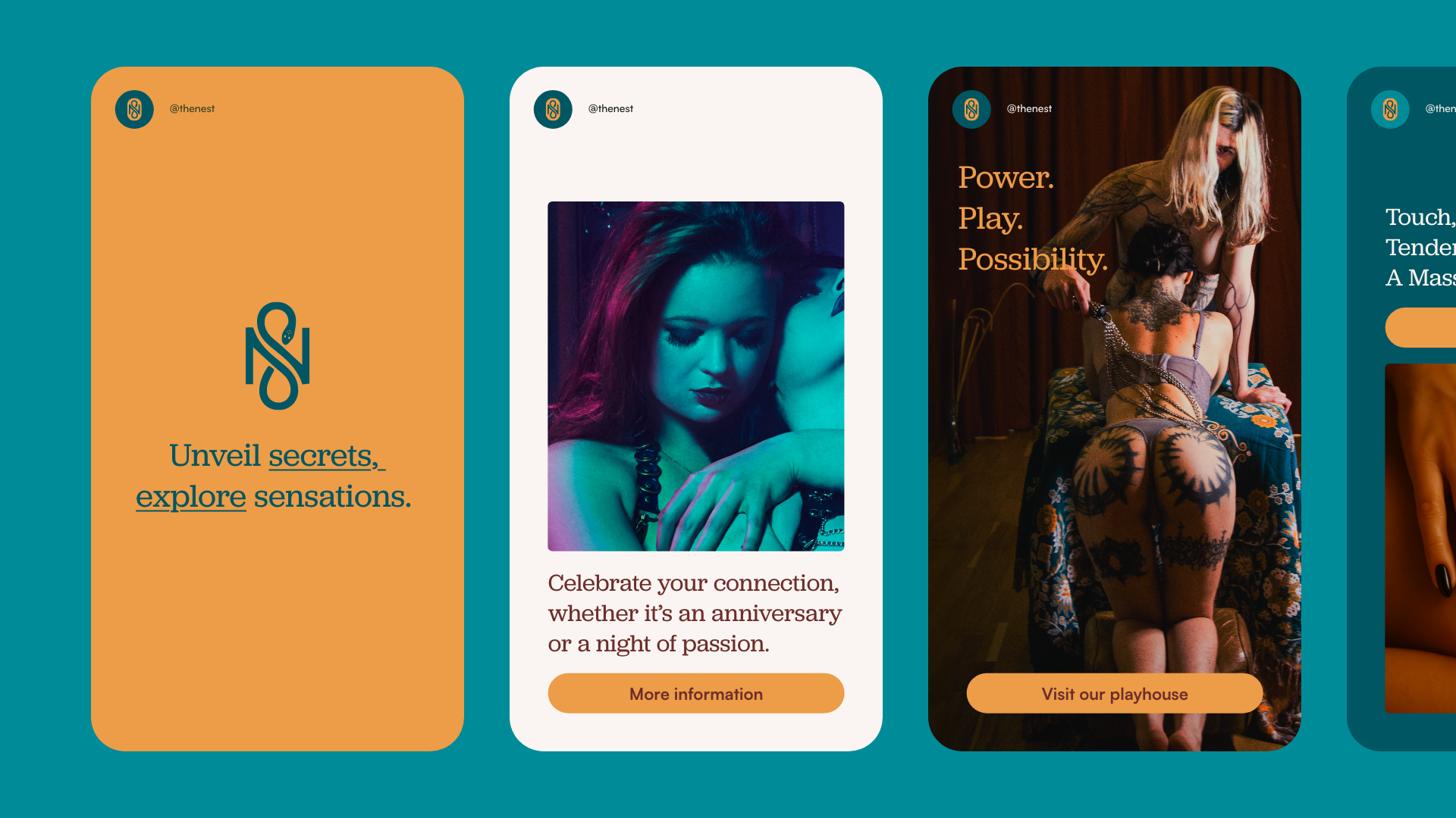 The Nest - Socials branding for adult venues